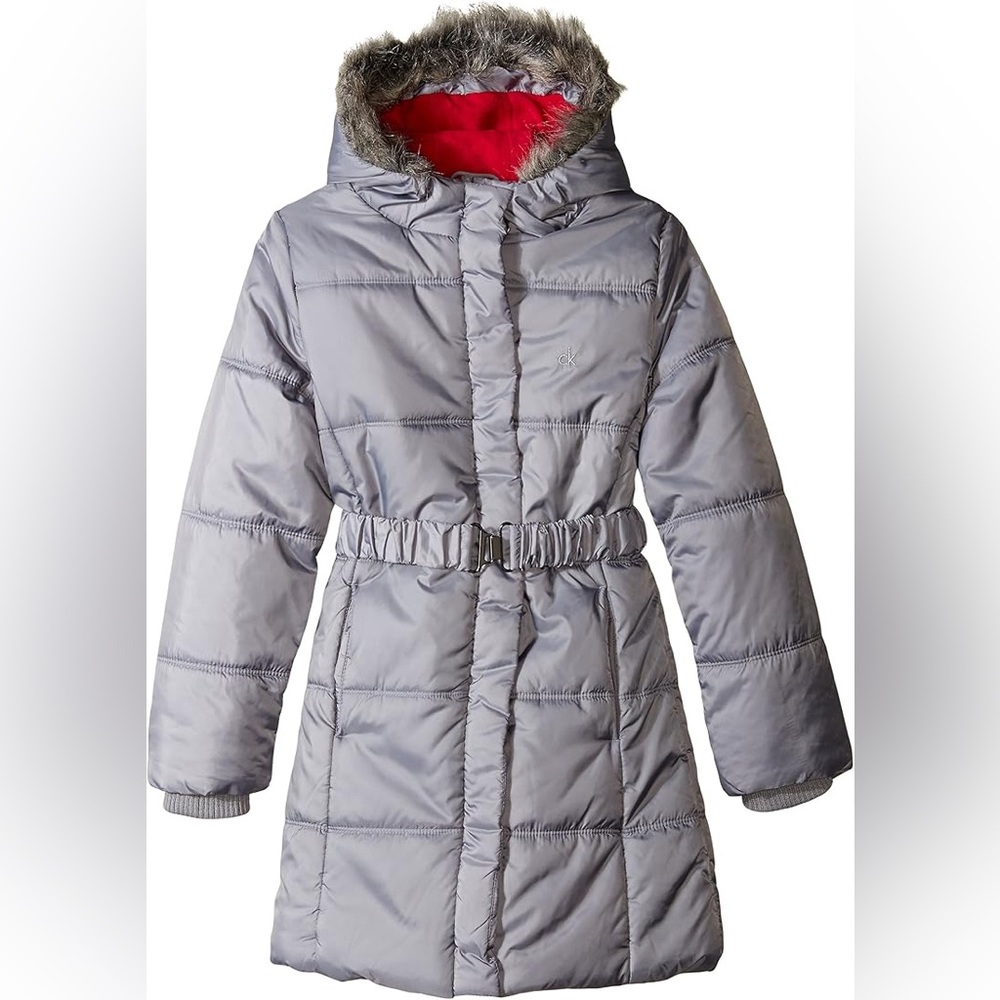 Youth Calvin Klein Big Girls' Arctic 3/4 Length Puffer Coat Size 7